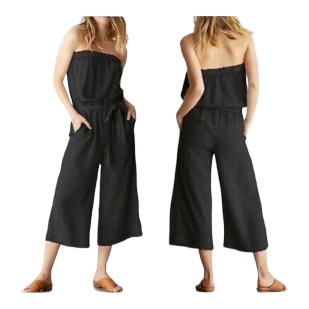 Cloth & Stone Strapless Fringe Wide Leg Jumpsuit Size S